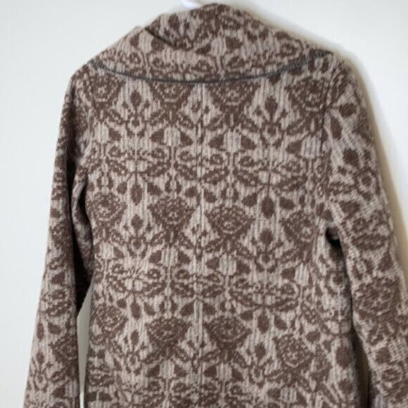 Woolrich Women Gray Aztec Heather Wool Knit Blanket Cardigan Coat Size Medium - Picture 9 of 10